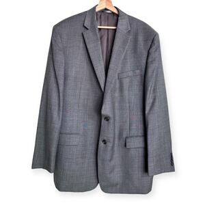 Ralph Lauren 100% Wool Gray Plaid Two Button Double Vented Blazer Men's Size 46L